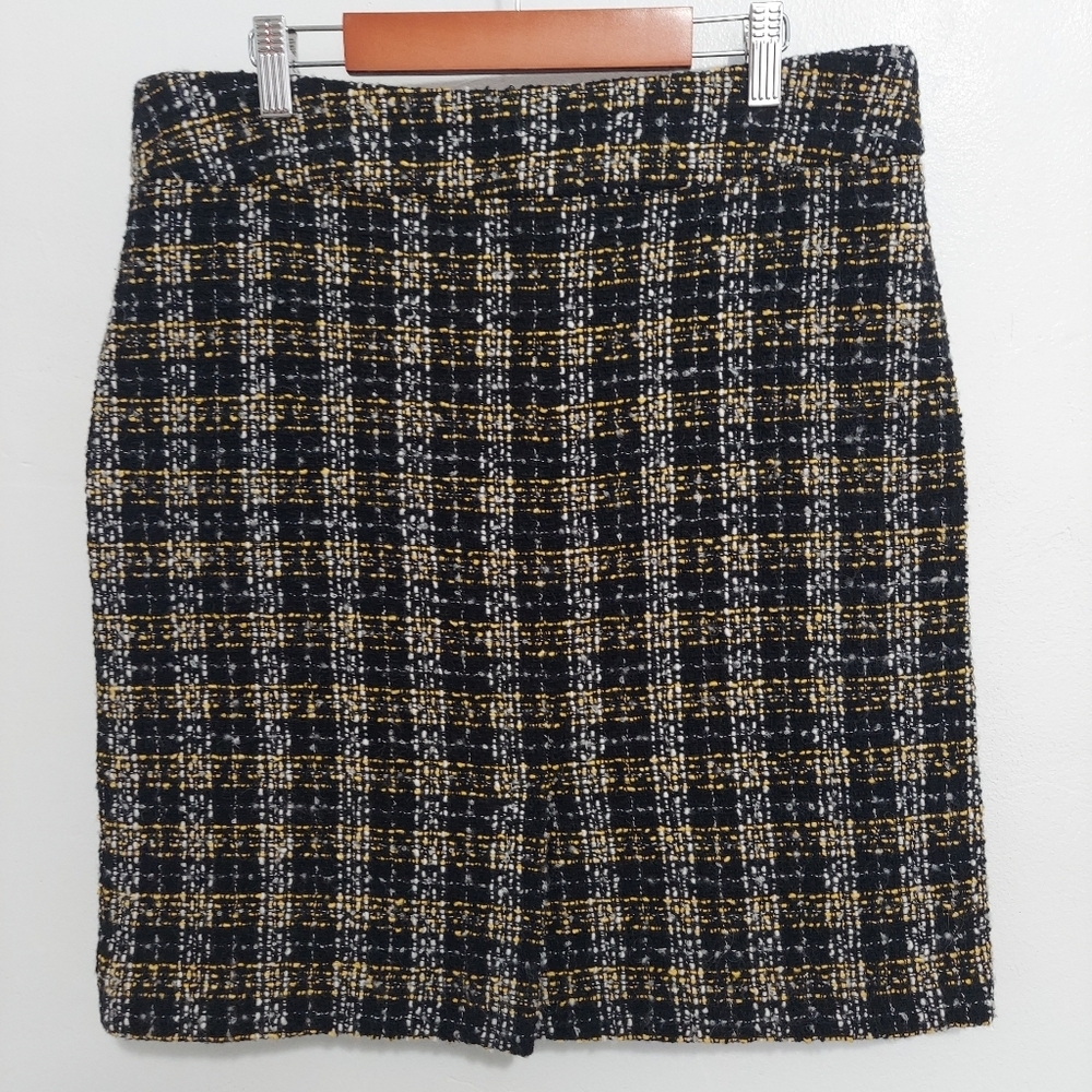 Sao Paulo Mini Skirt Zise 8 Black Womens Plaid Wool High Waist Lined Knit Used
